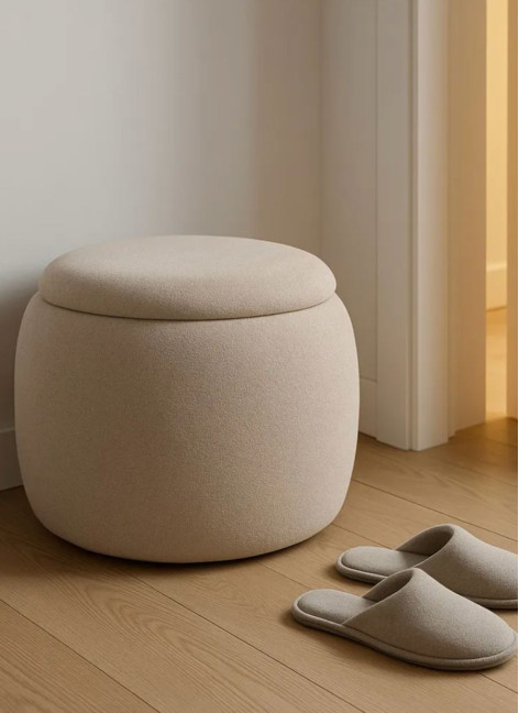 Puff Beige Nilo 55x55x43 cm