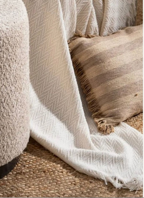 Plaid Espiga Crema Algodón... 2