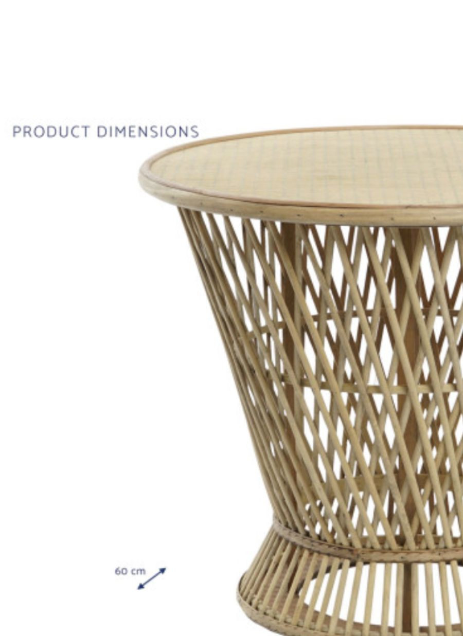 Mesita Auxiliar Nilo Bambú 60x60x52 cm