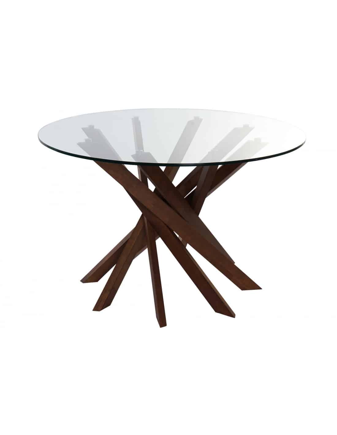 mesa comedor nogal cristal 120x120x76 12mm ref1244mb 204497 item