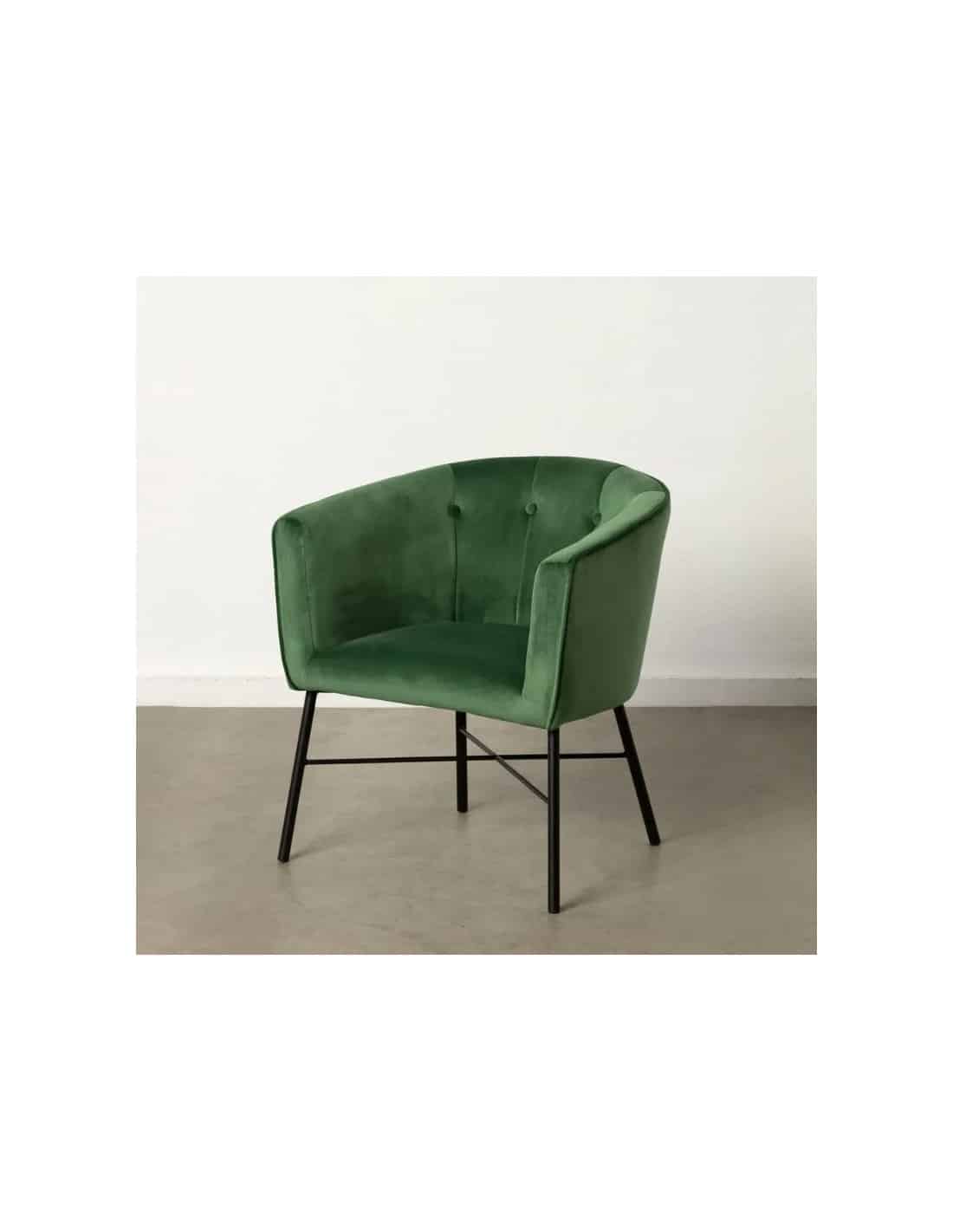sillon terciopelo verde tejido metal 69x60x75cm ref 1100605265