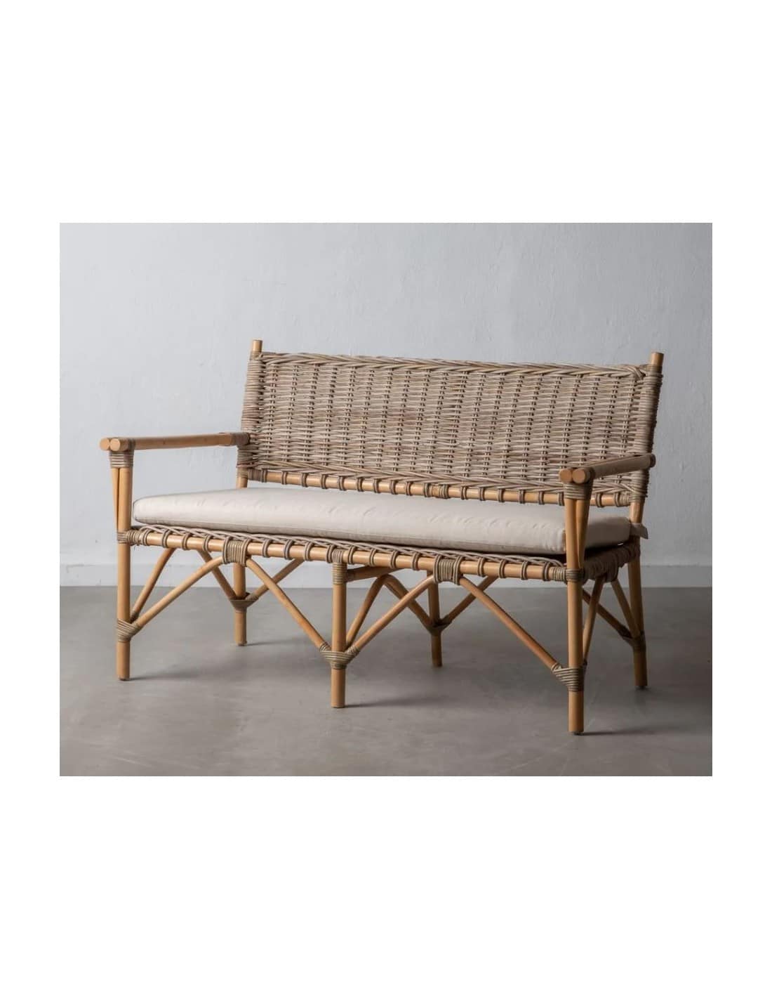 sofa con cojin natural ratan 1245x70x80 ref 1100600492