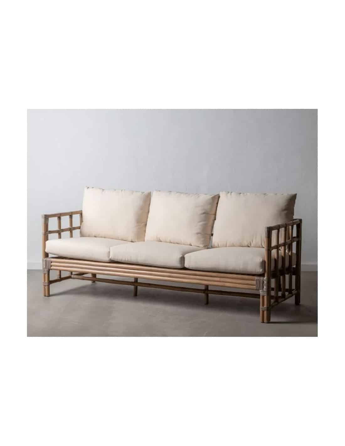 sofa con cojin natural ratan 187x73x64 ref 1100600488