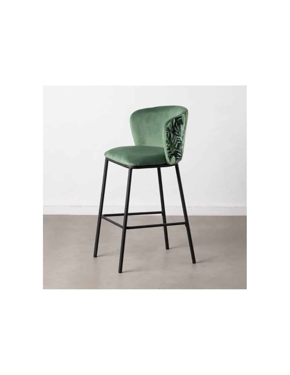 taburete hojas verde tejido metal salon 53x54x98cm ref 1100608291